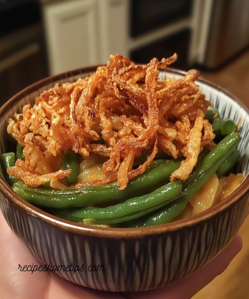 Green Bean Casserole with Fried Onions – A Classic Side Dish with a Crispy Twist