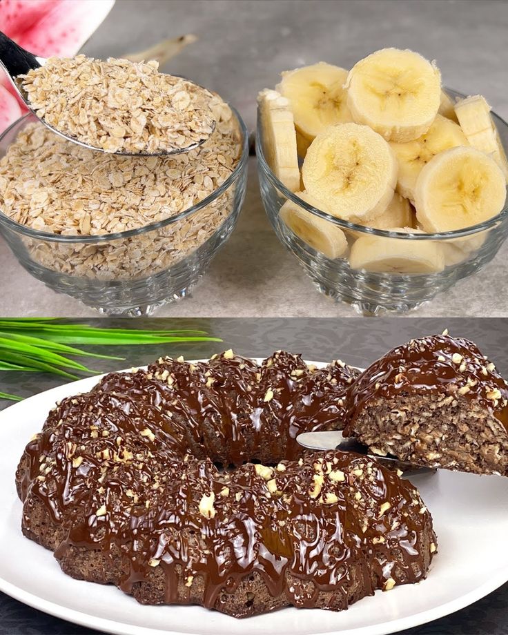 Healthy and Slimming Dessert: Oatmeal, Cocoa and Banana Pancakes