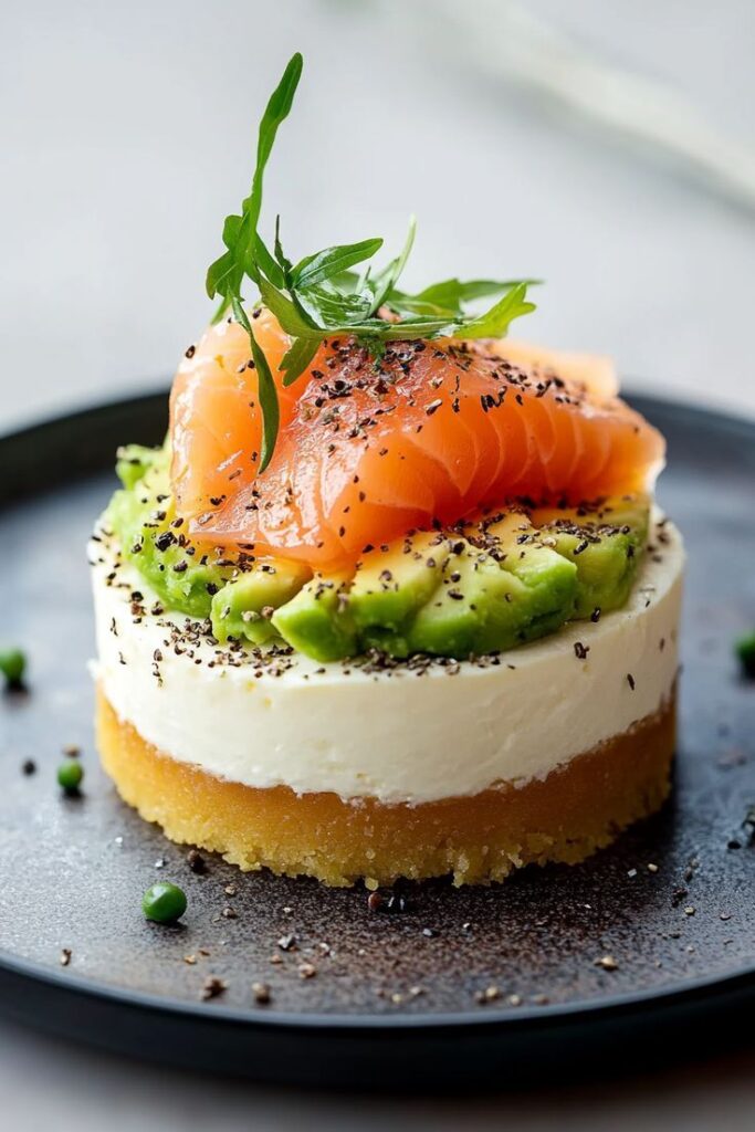 Savory Cheesecake with Avocado and Smoked Salmon