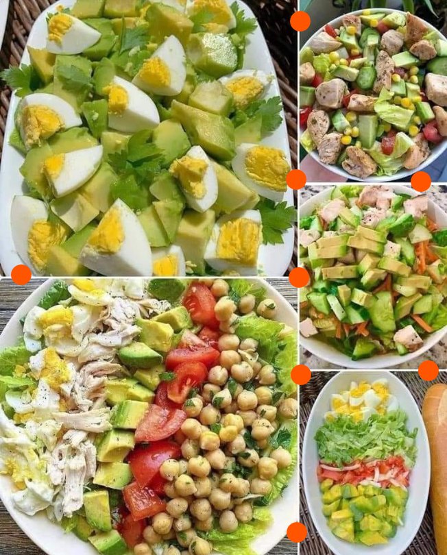 4 great salads.🍗🥦🍅🥑🥕🥗🥬🥒