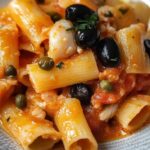 Paccheri with Cod, Black Olives and Capers