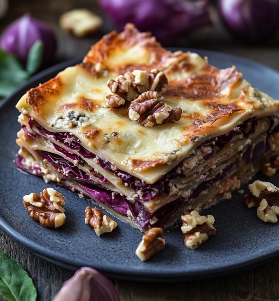 Lasagna Radicchio, Gorgonzola and Walnuts