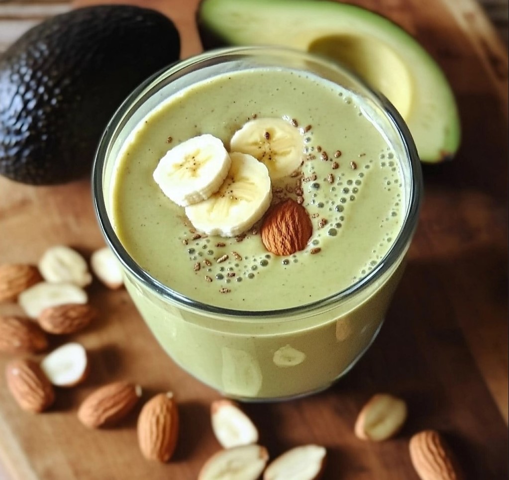 Energizing Smoothie with Almond, Banana and Avocado