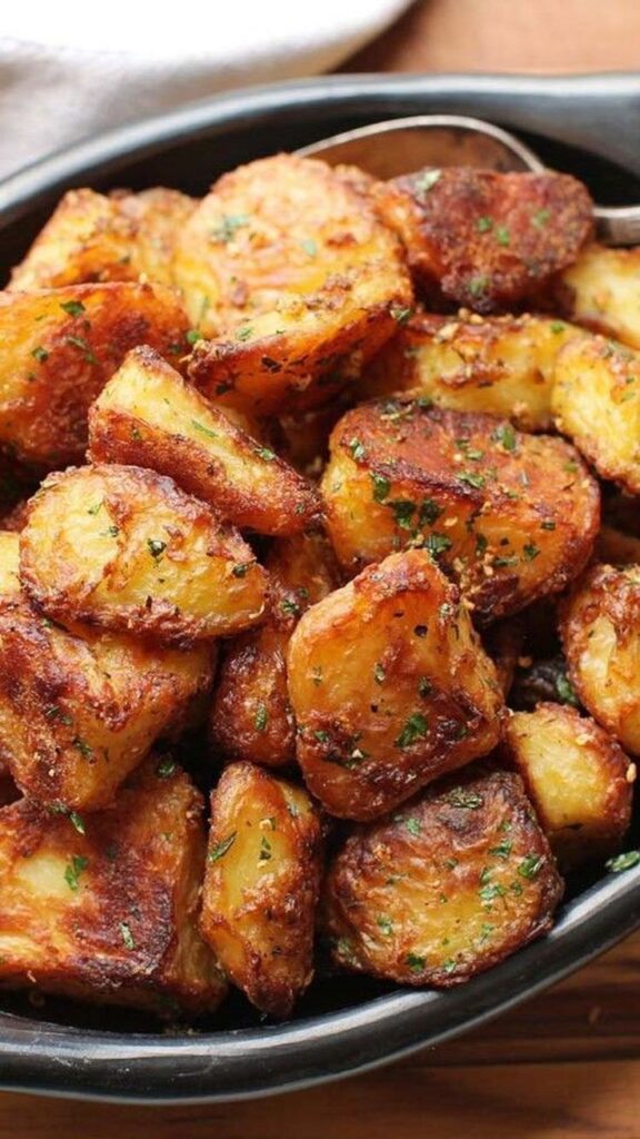 Roast Potatoes Covered in Breadcrumbs