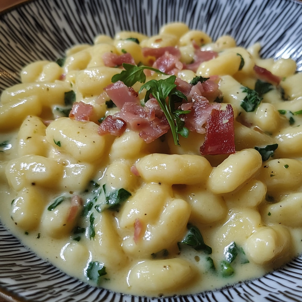 Cavatelli with Speck, Rocket and Potato Cream