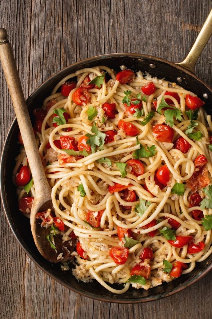 Spaghetti alla Chitarra with Moscardini and Datterini Tomatoes