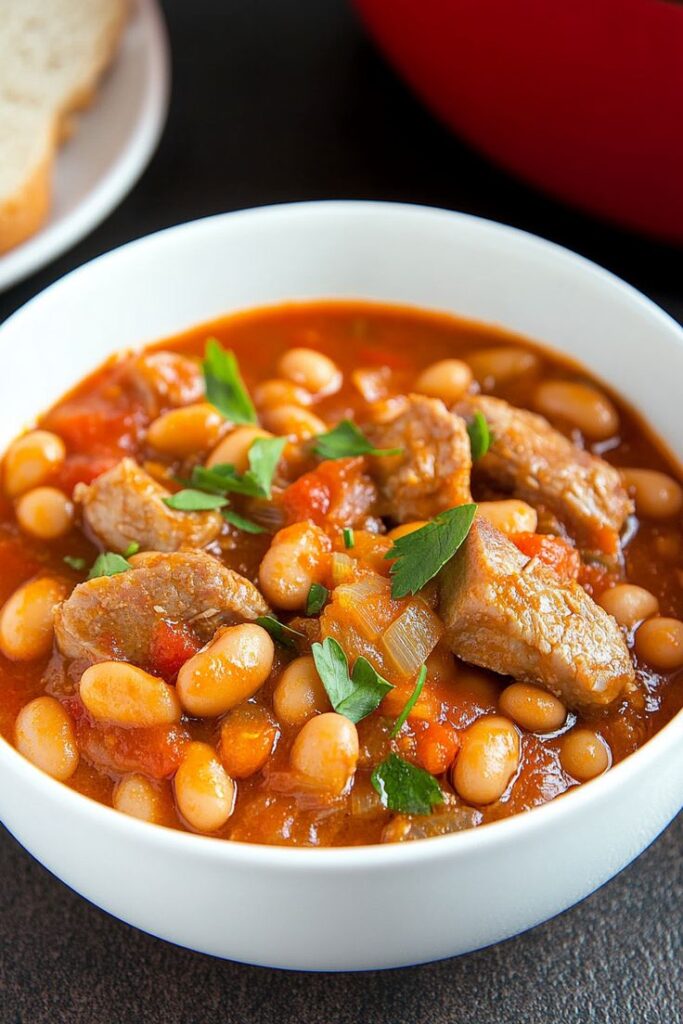 Pork Rind and Bean Stew with Sausage and Tomato