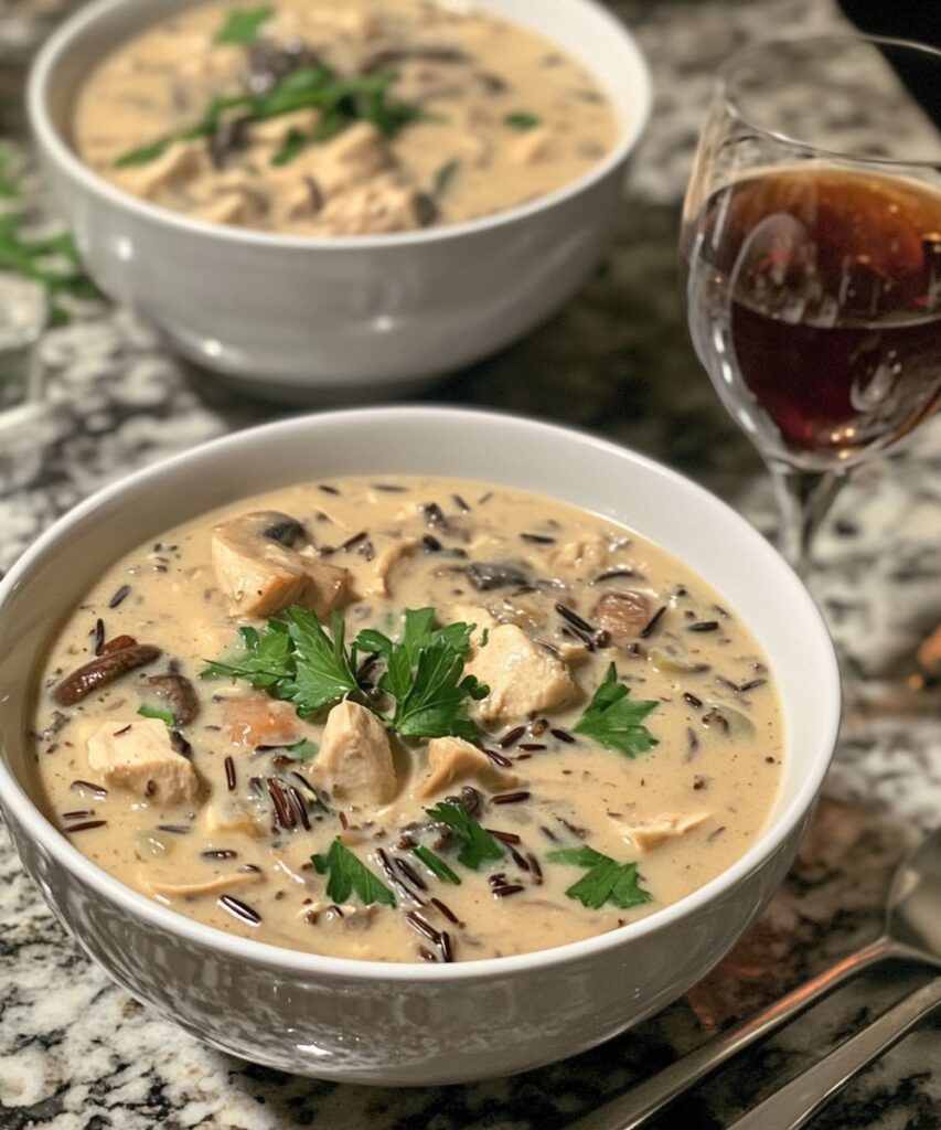 Creamy Mushroom Chicken and Wild Rice Soup – Rich, Hearty, and Perfectly Comforting