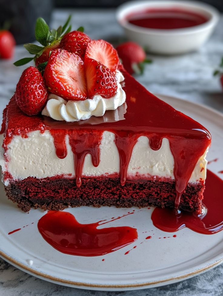 Strawberry and Red Velvet Cheesecake