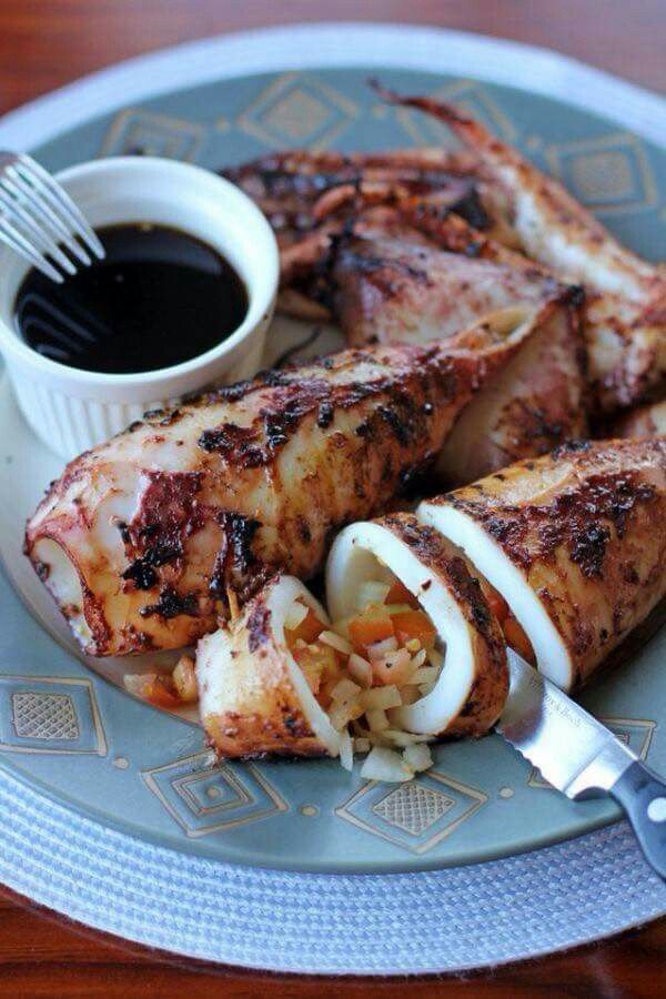 Stuffed squid with cherry tomatoes