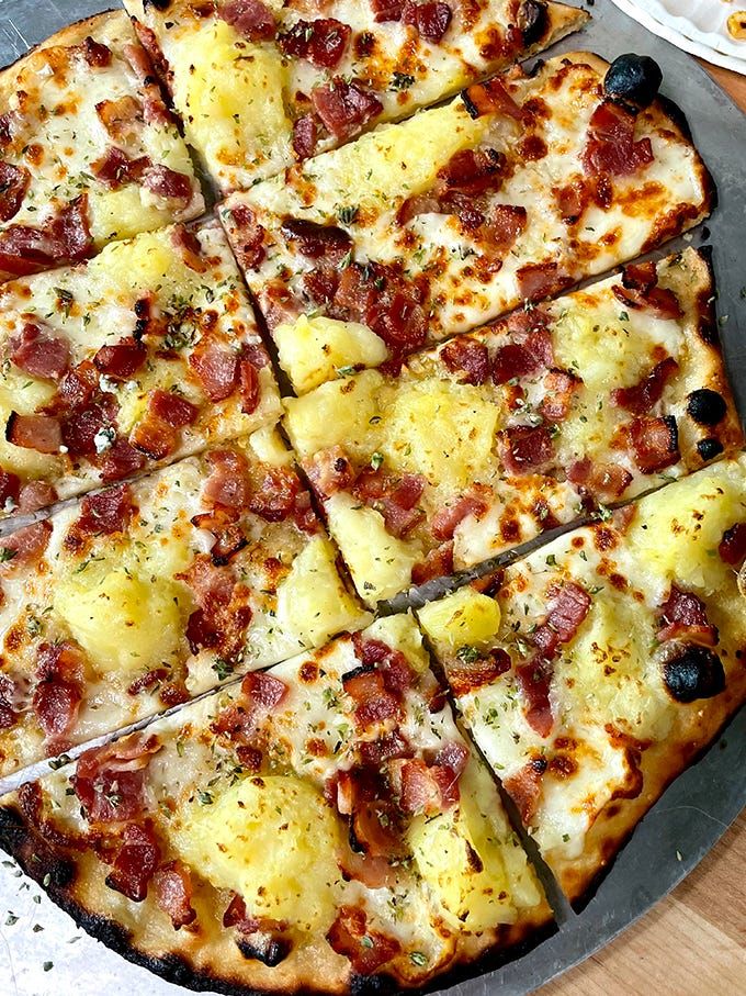 Potato Pizza with Ham and Scamorza