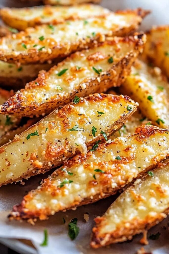 Baked Potato Wedges with Garlic and Parmesan