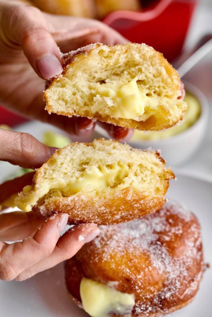 Bomboloni filled with custard