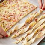 Puff pastry sticks with ham and cheese