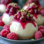 Raspberry and pistachio cheesecake domes recipe