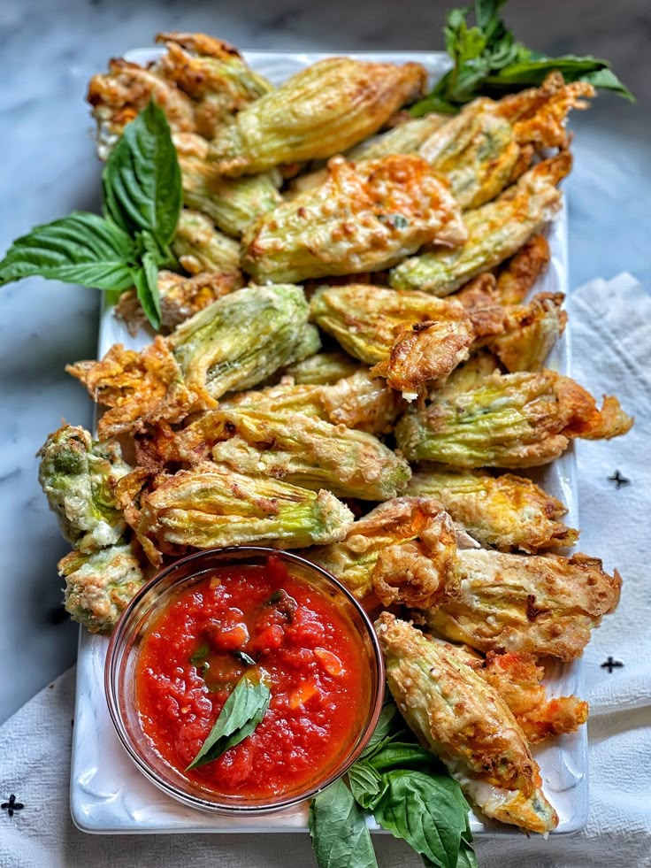 Zucchini flowers fried in crispy batter