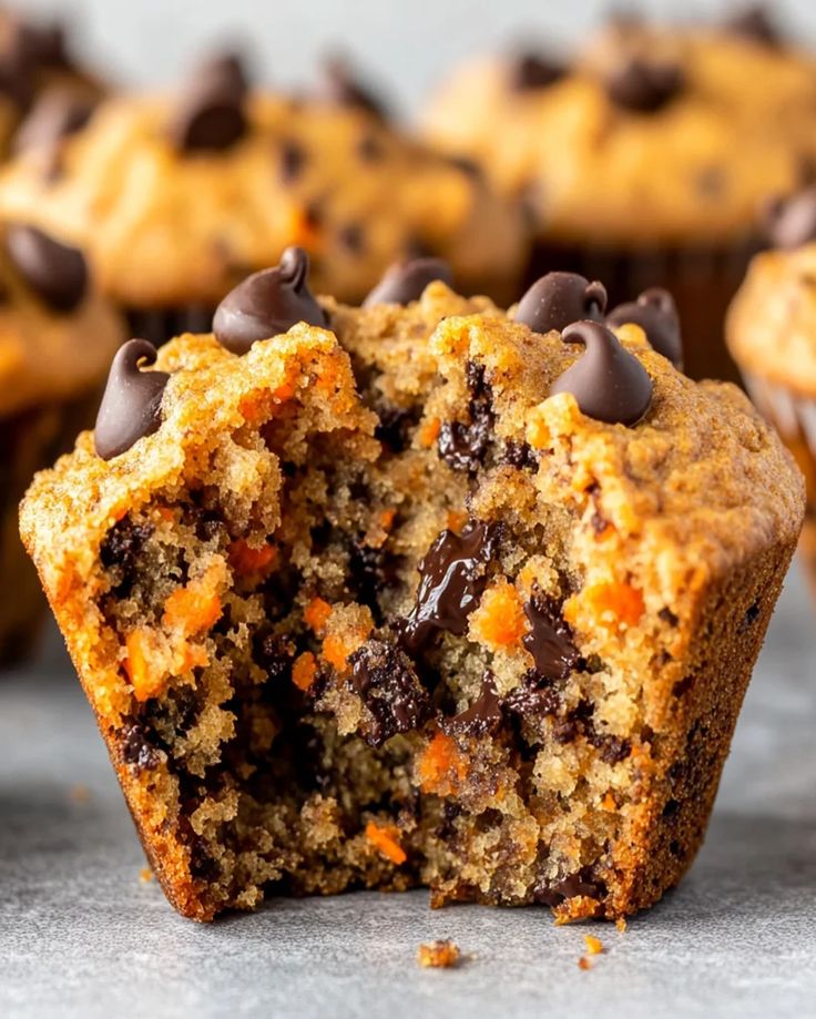 Coconut, Carrot, Almond and Chocolate Chip Muffins