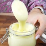 Dessert with ingredients and condensate latte