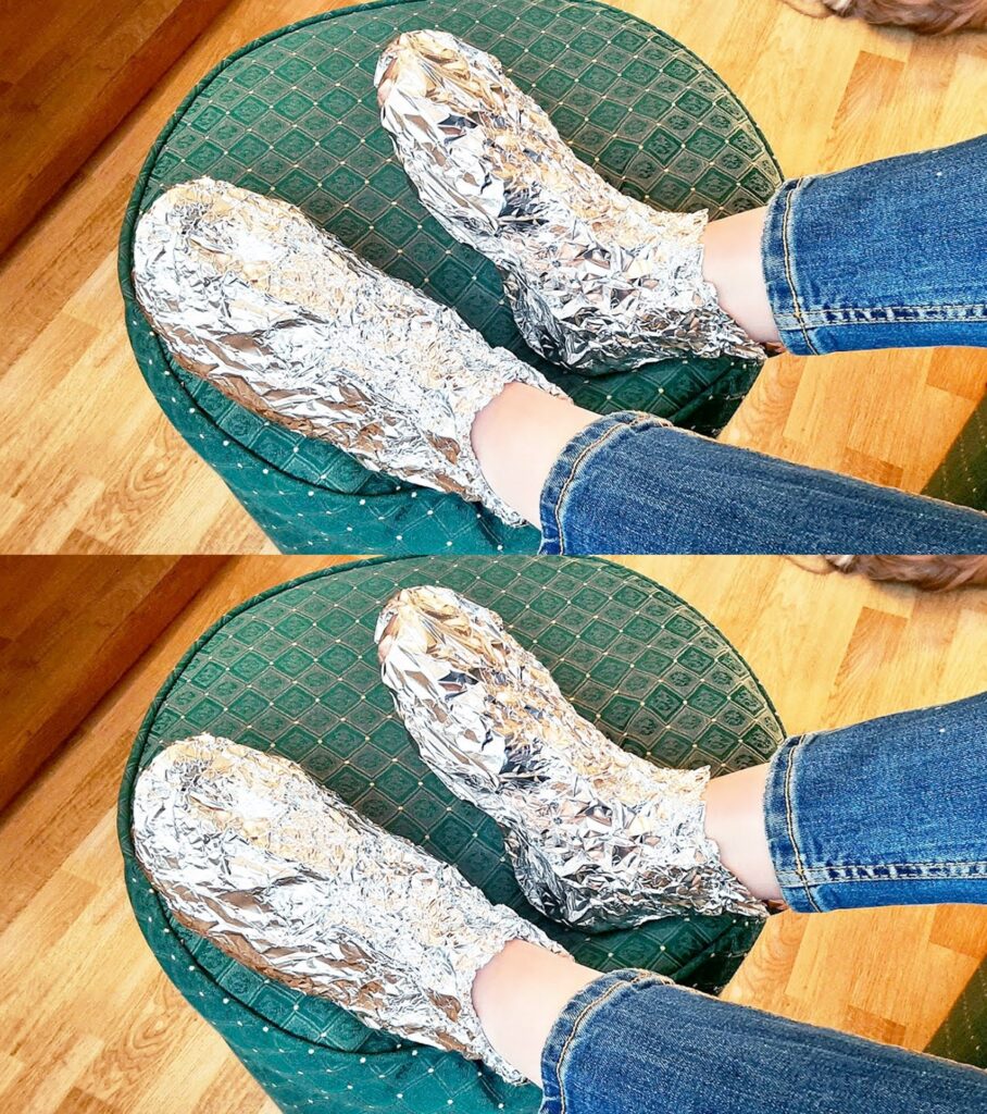 Why is it useful to wrap your feet in aluminum foil?