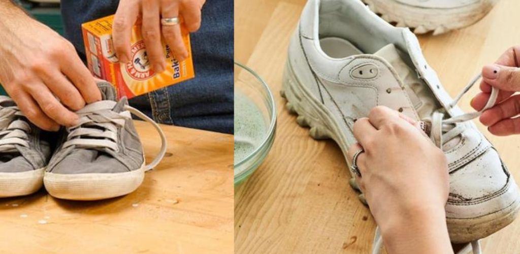 Take some baking soda or vinegar. I’ll show you how to make your shoes smell like new after one night. Plus, you won’t have to wash them often anymore.